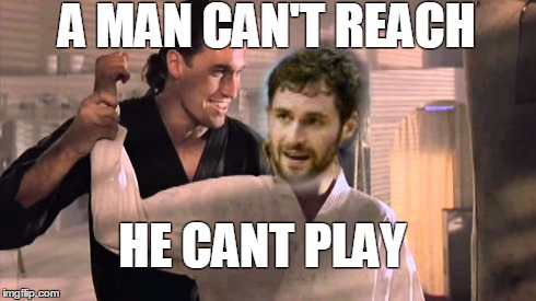 A MAN CAN'T REACH HE CANT PLAY | image tagged in cavs,kevinlove,kellyolynyk,poptheshoulder | made w/ Imgflip meme maker