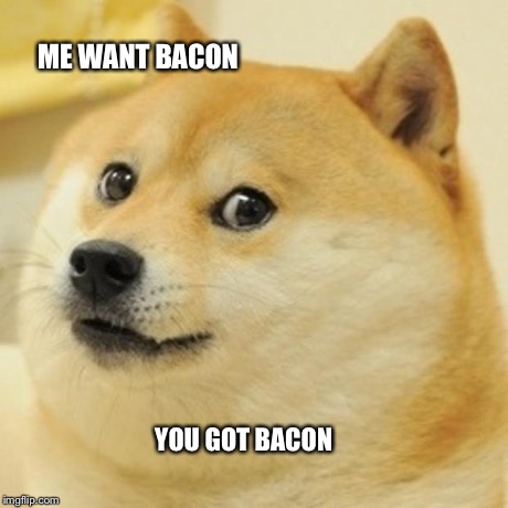 Doge | ME WANT BACON YOU GOT BACON | image tagged in memes,doge | made w/ Imgflip meme maker