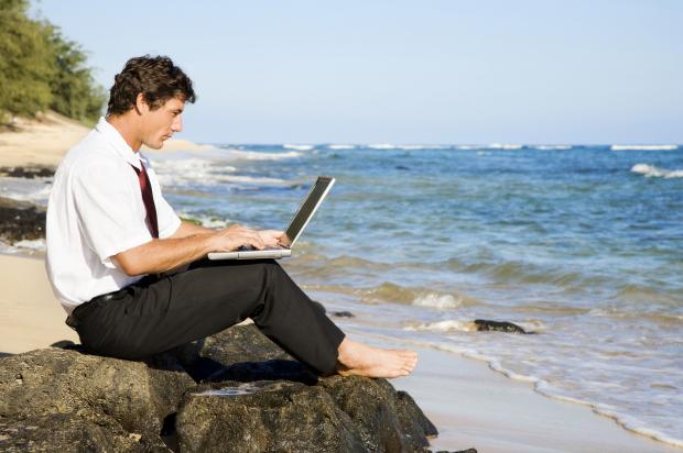 laptop beach Blank Meme Template