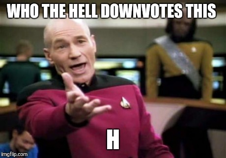 Picard Wtf Meme | WHO THE HELL DOWNVOTES THIS H | image tagged in memes,picard wtf | made w/ Imgflip meme maker