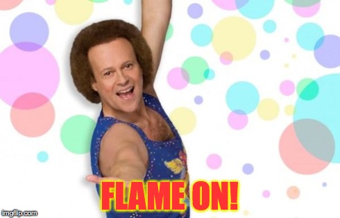 Richard Simmons | FLAME ON! | image tagged in richard simmons | made w/ Imgflip meme maker