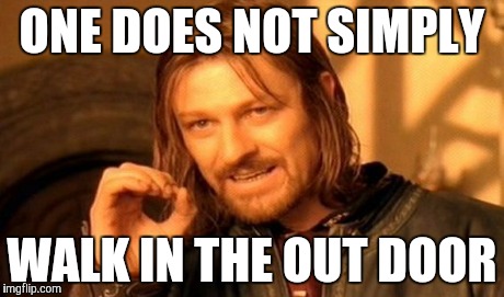 One Does Not Simply Meme | ONE DOES NOT SIMPLY WALK IN THE OUT DOOR | image tagged in memes,one does not simply | made w/ Imgflip meme maker