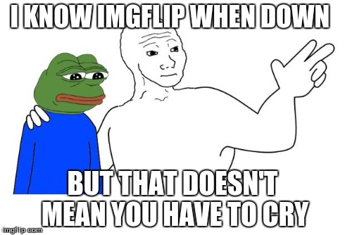 Feels Everywhere | I KNOW IMGFLIP WHEN DOWN BUT THAT DOESN'T MEAN YOU HAVE TO CRY | image tagged in feels everywhere,memes,funny | made w/ Imgflip meme maker