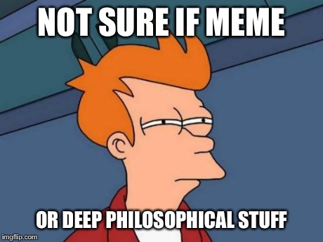 Futurama Fry Meme | NOT SURE IF MEME OR DEEP PHILOSOPHICAL STUFF | image tagged in memes,futurama fry | made w/ Imgflip meme maker