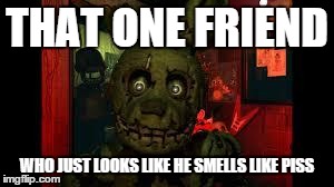fnaf3 | THAT ONE FRIEND WHO JUST LOOKS LIKE HE SMELLS LIKE PISS | image tagged in fnaf3 | made w/ Imgflip meme maker