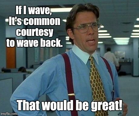 That Would Be Great Meme | If I wave, It's common courtesy to wave back. That would be great! | image tagged in memes,that would be great | made w/ Imgflip meme maker