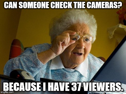 Viewers | CAN SOMEONE CHECK THE CAMERAS? BECAUSE I HAVE 37 VIEWERS. | image tagged in memes,grandma finds the internet | made w/ Imgflip meme maker