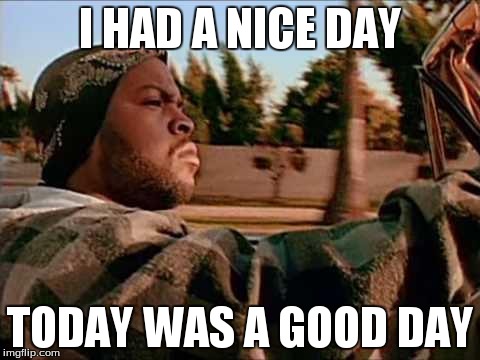 Today Was A Good Day | I HAD A NICE DAY TODAY WAS A GOOD DAY | image tagged in memes,today was a good day | made w/ Imgflip meme maker