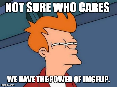 Futurama Fry Meme | NOT SURE WHO CARES WE HAVE THE POWER OF IMGFLIP. | image tagged in memes,futurama fry | made w/ Imgflip meme maker