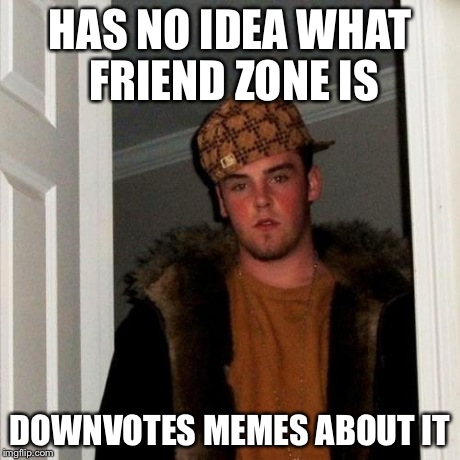 I don't really downvote them, also WTF is friend zone? | HAS NO IDEA WHAT FRIEND ZONE IS DOWNVOTES MEMES ABOUT IT | image tagged in memes,scumbag steve | made w/ Imgflip meme maker