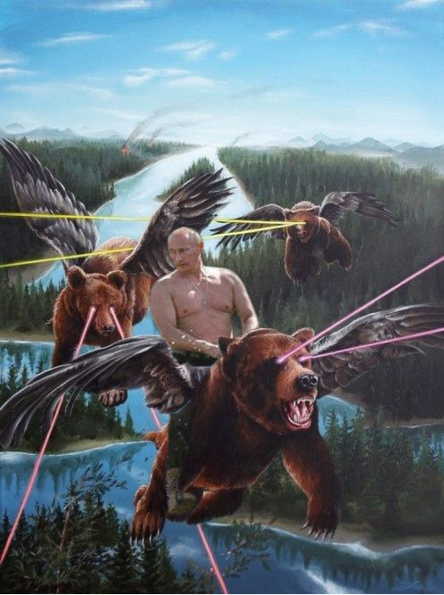 Vladimir Putin on flying bears with lasers and sh*** Seems Legit | image tagged in funny,political,animals,celebs,wtf