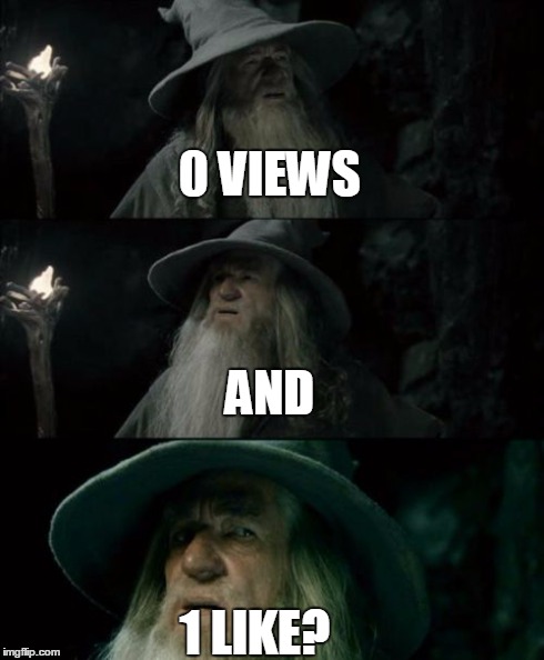 Confused Gandalf Meme | 0 VIEWS AND 1 LIKE? | image tagged in memes,confused gandalf | made w/ Imgflip meme maker