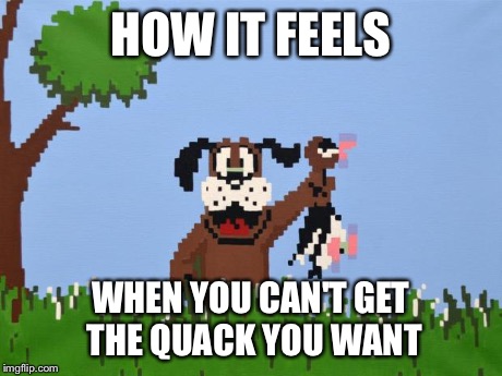 Duck hunt | HOW IT FEELS WHEN YOU CAN'T GET THE QUACK YOU WANT | image tagged in duck hunt | made w/ Imgflip meme maker