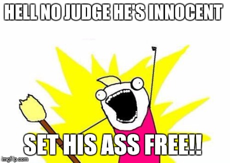 X All The Y | HELL NO JUDGE HE'S INNOCENT SET HIS ASS FREE!! | image tagged in memes,x all the y | made w/ Imgflip meme maker