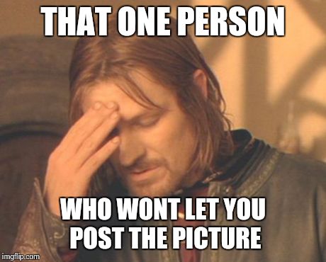 When that ONE person wont let you post the pic because they dont think they look right | THAT ONE PERSON WHO WONT LET YOU POST THE PICTURE | image tagged in memes,frustrated boromir,funny,friends,family,funny memes | made w/ Imgflip meme maker