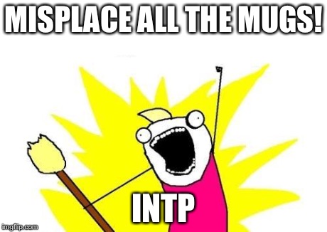 INTP Goal | MISPLACE ALL THE MUGS! INTP | image tagged in memes,x all the y,mbti,mbti goal,myers briggs,intp | made w/ Imgflip meme maker