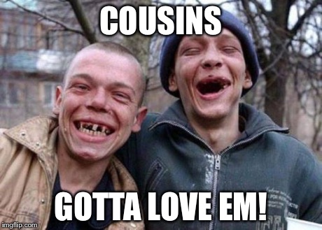 Ugly Twins Meme | COUSINS GOTTA LOVE EM! | image tagged in memes,ugly twins | made w/ Imgflip meme maker