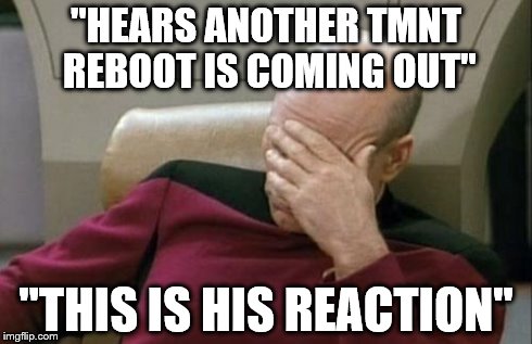 Captain Picard Facepalm Meme | "HEARS ANOTHER TMNT REBOOT IS COMING OUT" "THIS IS HIS REACTION" | image tagged in memes,captain picard facepalm | made w/ Imgflip meme maker