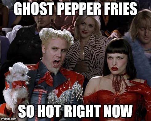 Get it? Because they're spicy hot? xD | GHOST PEPPER FRIES SO HOT RIGHT NOW | image tagged in memes,mugatu so hot right now,ghost pepper fries,wendy's | made w/ Imgflip meme maker