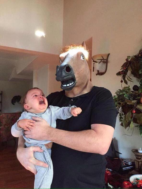 High Quality horse scares baby Blank Meme Template