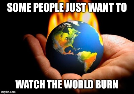 SOME PEOPLE JUST WANT TO WATCH THE WORLD BURN | image tagged in memes | made w/ Imgflip meme maker