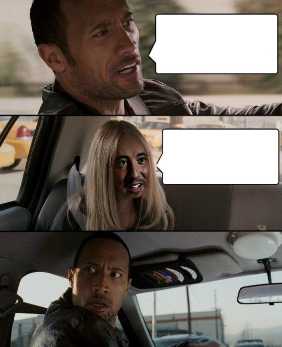 The Rock Driving With Alien Girl Blank Meme Template