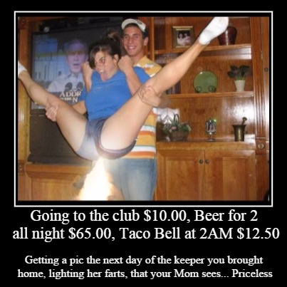 Priceless night out pic | image tagged in funny,demotivationals | made w/ Imgflip demotivational maker