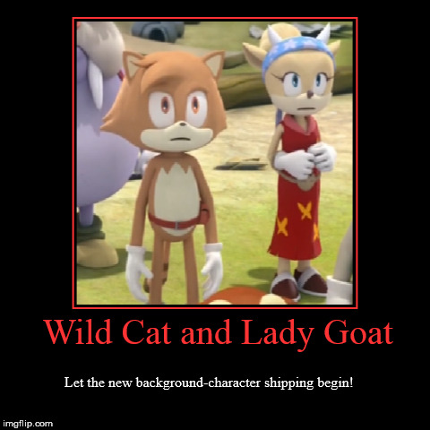 Wild Cat and Lady Goat: Better Than the Twilight Love Story | image tagged in demotivationals,sonic boom,cat,goat | made w/ Imgflip demotivational maker
