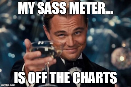 Leonardo Dicaprio Cheers Meme | MY SASS METER... IS OFF THE CHARTS | image tagged in memes,leonardo dicaprio cheers | made w/ Imgflip meme maker