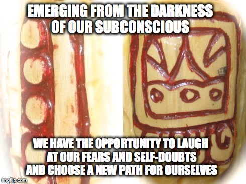 Belejeb Aqabal | EMERGING FROM THE DARKNESS OF OUR SUBCONSCIOUS WE HAVE THE OPPORTUNITY TO LAUGH AT OUR FEARS AND SELF-DOUBTS AND CHOOSE A NEW PATH FOR OURSE | image tagged in laugh,courage,inspirational | made w/ Imgflip meme maker
