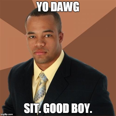 Successful Black Man | YO DAWG SIT. GOOD BOY. | image tagged in memes,successful black man | made w/ Imgflip meme maker