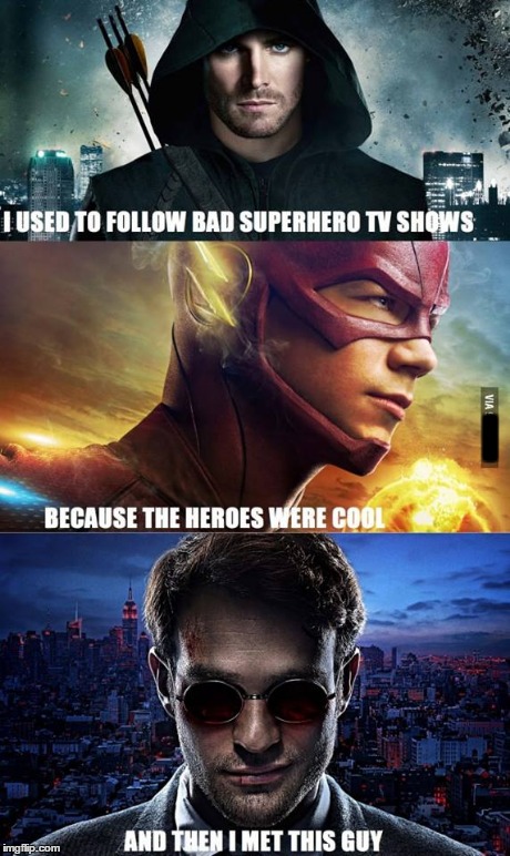 #JackTV | I | image tagged in arrow,the flash,laughing villains,daredevil | made w/ Imgflip meme maker