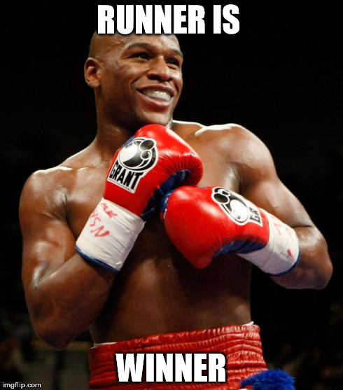RUNNER IS WINNER | image tagged in mayweather,funny memes,afraid,sports,boxing,boxingwiththestars | made w/ Imgflip meme maker