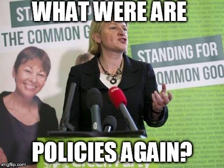 WHAT WERE ARE POLICIES AGAIN? | image tagged in green party | made w/ Imgflip meme maker