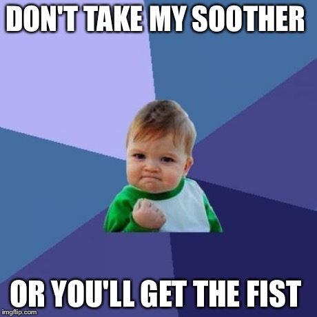 Success Kid | DON'T TAKE MY SOOTHER OR YOU'LL GET THE FIST | image tagged in memes,success kid | made w/ Imgflip meme maker