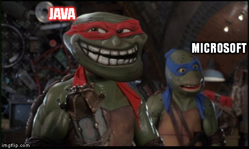 JavaTrollsMicrosoft | JAVA MICROSOFT | image tagged in programmer facepalm,troll | made w/ Imgflip meme maker