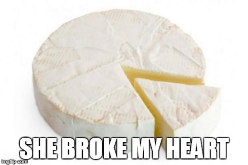 SHE BROKE MY HEART | image tagged in brie | made w/ Imgflip meme maker