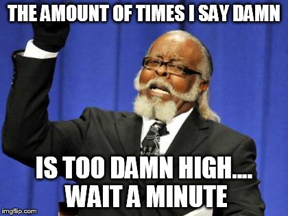 Too Damn High Meme | THE AMOUNT OF TIMES I SAY DAMN IS TOO DAMN HIGH.... WAIT A MINUTE | image tagged in memes,too damn high | made w/ Imgflip meme maker