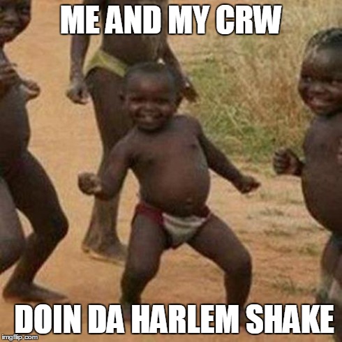Third World Success Kid | ME AND MY CRW DOIN DA HARLEM SHAKE | image tagged in memes,third world success kid | made w/ Imgflip meme maker