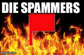 Burn! | DIE SPAMMERS | image tagged in fireflag | made w/ Imgflip meme maker