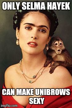 ONLY SELMA HAYEK CAN MAKE UNIBROWS SEXY | image tagged in unibrow | made w/ Imgflip meme maker