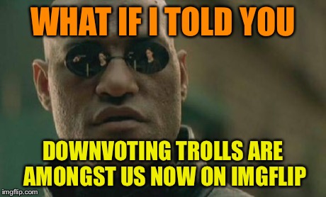 Matrix Morpheus Meme | WHAT IF I TOLD YOU DOWNVOTING TROLLS ARE AMONGST US NOW ON IMGFLIP | image tagged in memes,matrix morpheus | made w/ Imgflip meme maker