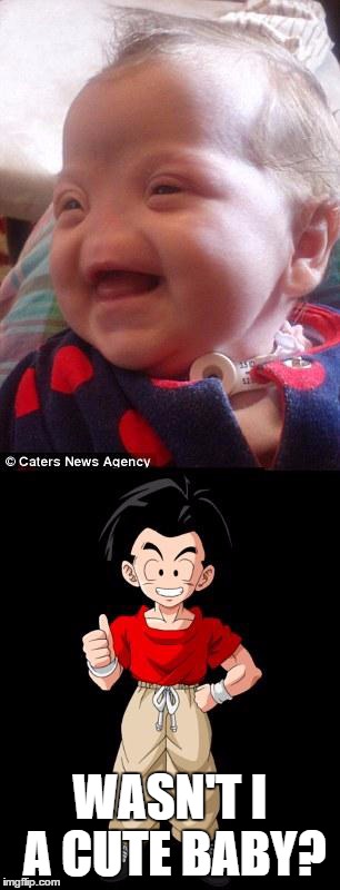 Krillin was a cute baby | WASN'T I A CUTE BABY? | image tagged in krillin,baby,babies,happy | made w/ Imgflip meme maker
