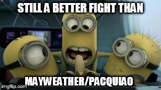 minion fight | STILL A BETTER FIGHT THAN MAYWEATHER/PACQUIAO | image tagged in minion fight | made w/ Imgflip meme maker