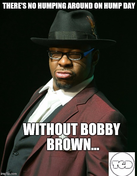 Hump Day | THERE'S NO HUMPING AROUND ON HUMP DAY WITHOUT BOBBY BROWN... | image tagged in hump day,memes,music,humor,humpday | made w/ Imgflip meme maker