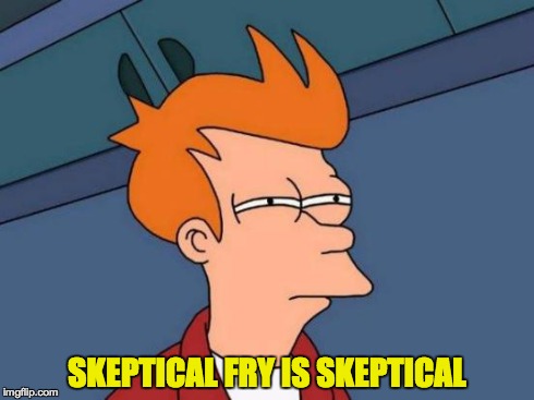 Futurama Fry Meme | SKEPTICAL FRY IS SKEPTICAL | image tagged in memes,futurama fry | made w/ Imgflip meme maker