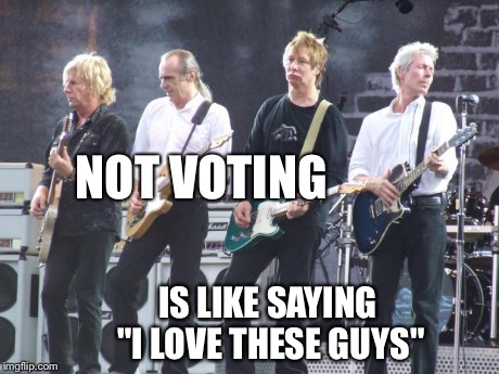 NOT VOTING IS LIKE SAYING "I LOVE THESE GUYS" | image tagged in status quo | made w/ Imgflip meme maker