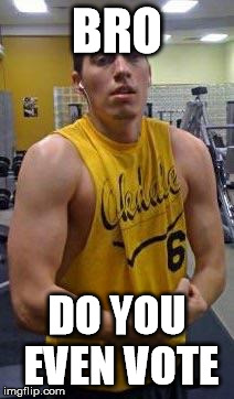 Bro, do you even lift?  | BRO DO YOU EVEN VOTE | image tagged in bro do you even lift?  | made w/ Imgflip meme maker