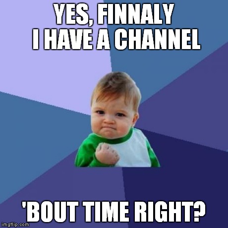 Success Kid | YES, FINNALY I HAVE A CHANNEL 'BOUT TIME RIGHT? | image tagged in memes,success kid | made w/ Imgflip meme maker