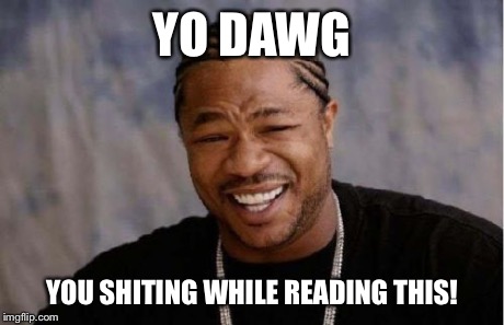 Yo Dawg Heard You | YO DAWG YOU SHITING WHILE READING THIS! | image tagged in memes,yo dawg heard you | made w/ Imgflip meme maker
